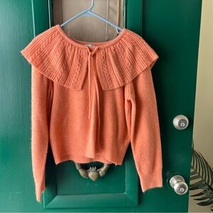 Calligraphie wide neck Coral Knit Ruffle Sweater size medium